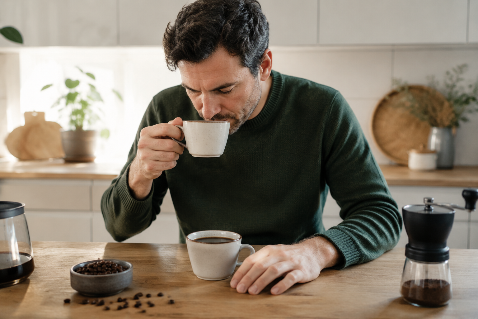 Kaffe jämförs och finjusteras för balanserad smak