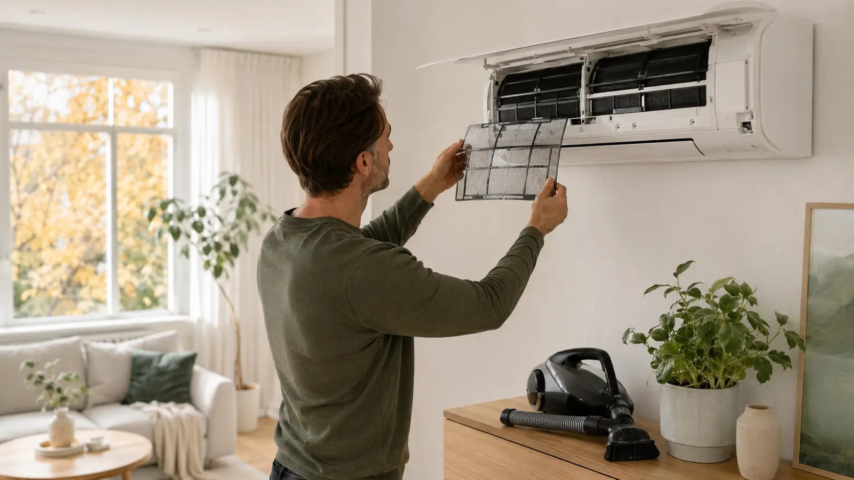 Rengör luftvärmepumpens filter inför hösten – steg för steg